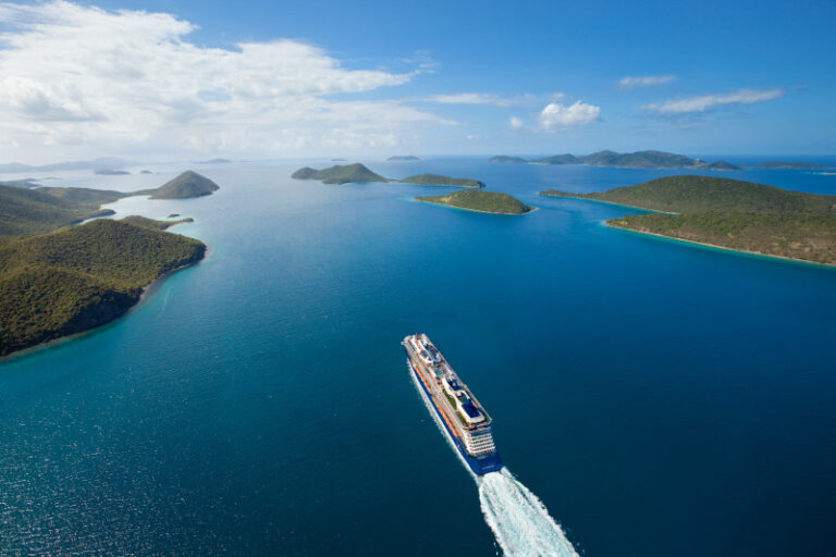 Destination Imagery, Celebrity Eclipse, EC, ship exterior, blue hull, Celebrity Revolution, aerial, Tortola Islands, Caribbean, sky, water,